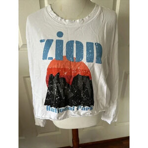 Zion National Park Jr Womens Cropped T Shirt XL Long Sleeve Utah Travel USA Fun